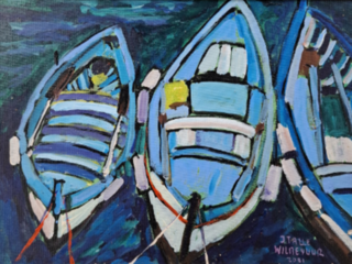 Acryl schilderij, Maya Wildevuur, 3 bootjes